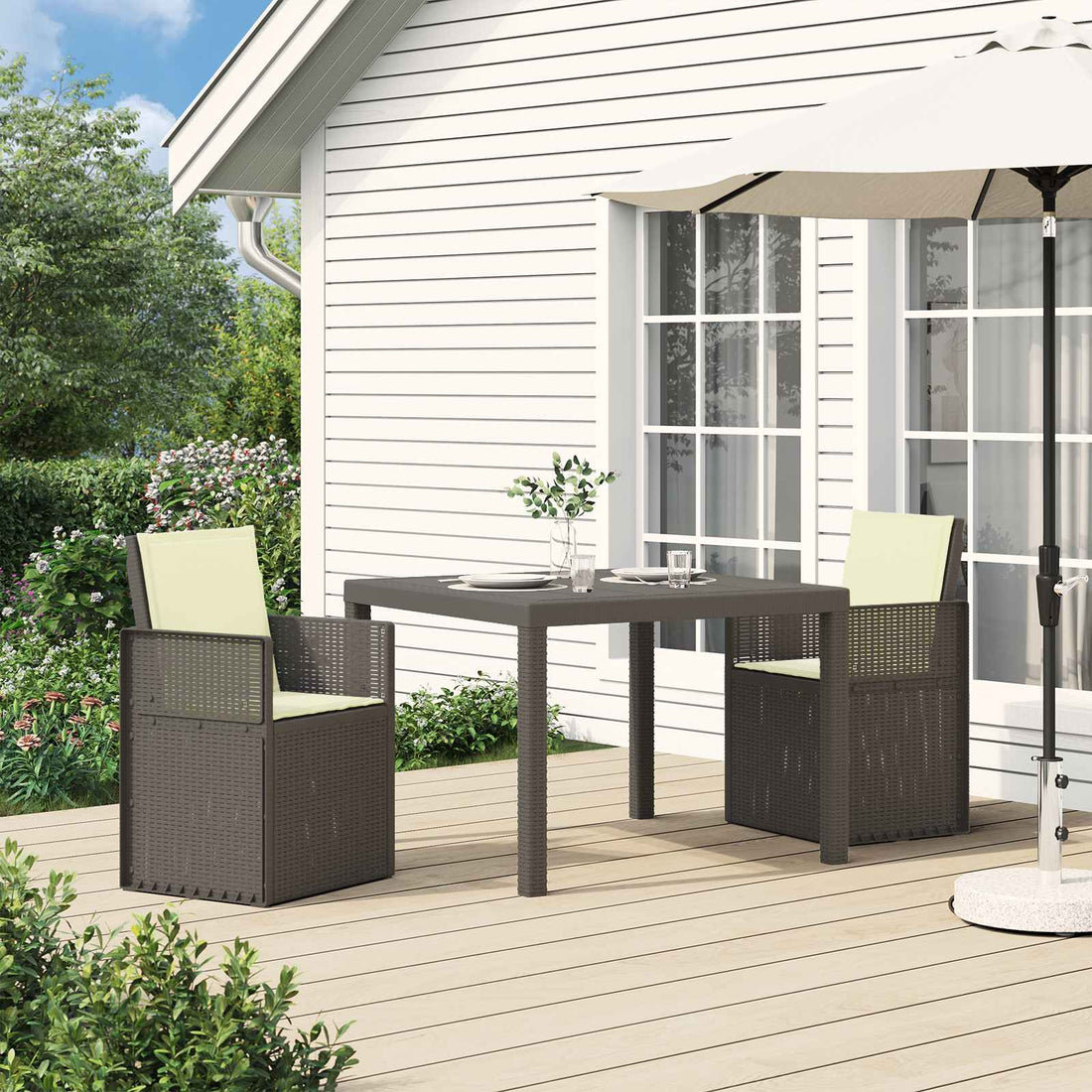 vidaXL Conjunto de Comedor de Jardín 3 uds. Gris Claro y Crema PP