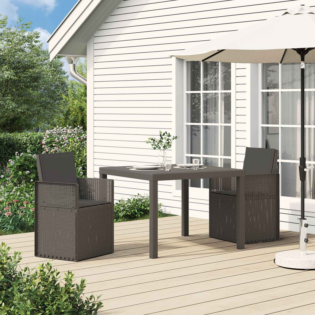 vidaXL Conjunto de Comedor de Jardín 3 uds. Gris Claro y Antracita PP