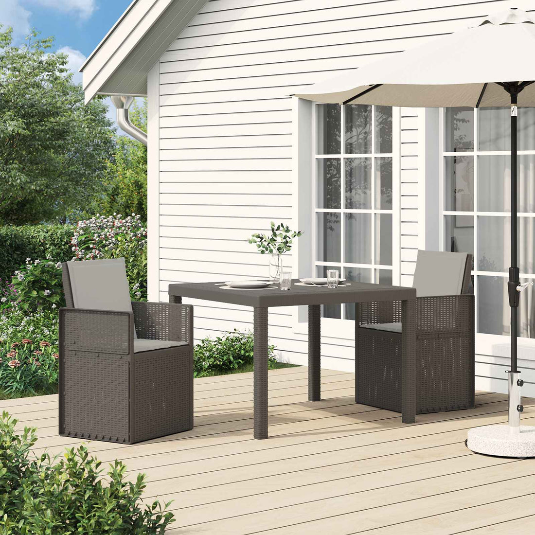 vidaXL Conjunto de Comedor de Jardín 3 uds. Gris Claro PP