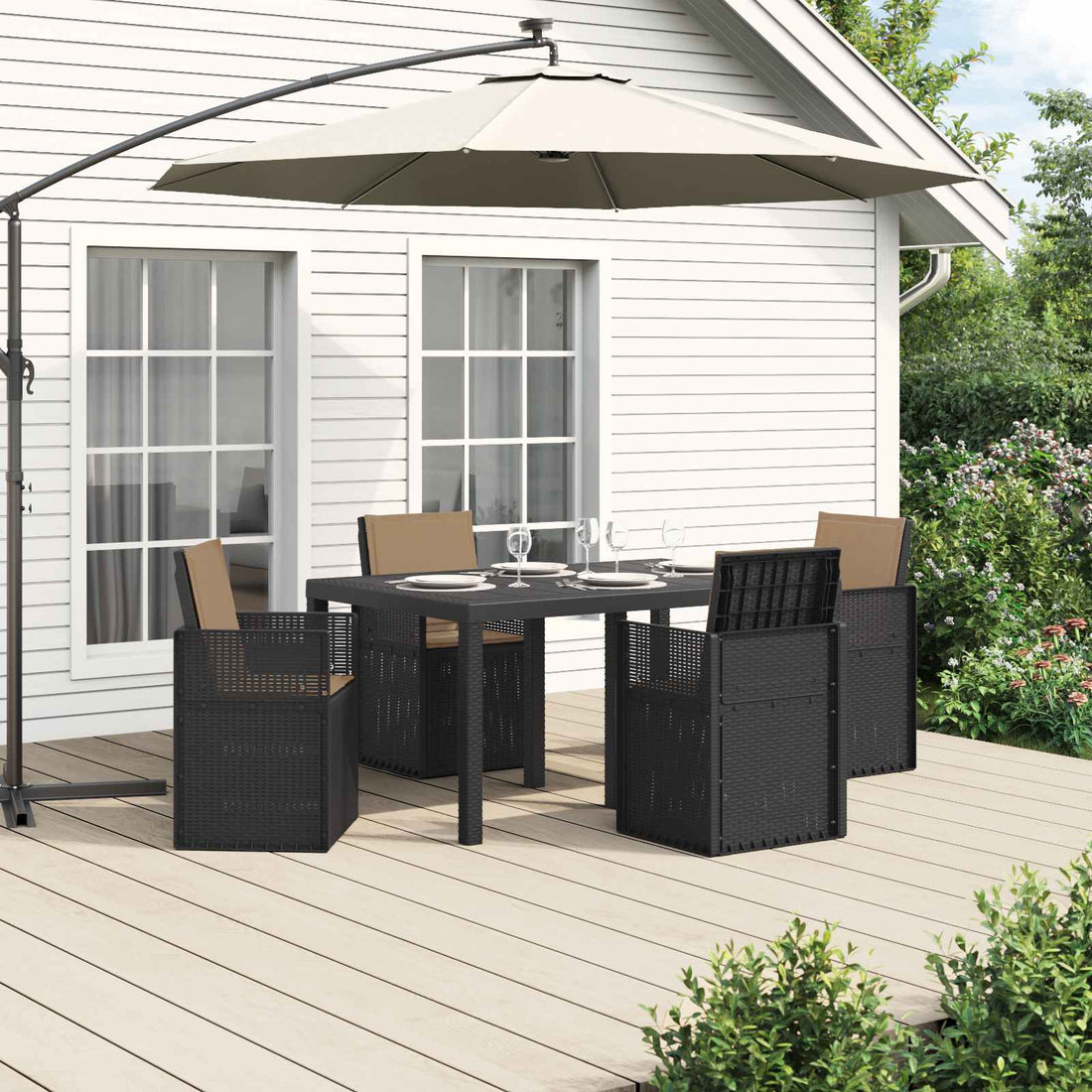 vidaXL Conjunto de Comedor de Jardín 5 uds. Gris Antracita y Topo PP