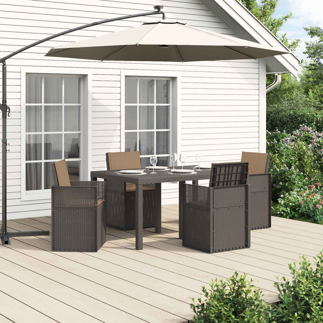 vidaXL Conjunto de Comedor de Jardín 5 uds. Gris Claro y Taupe PP