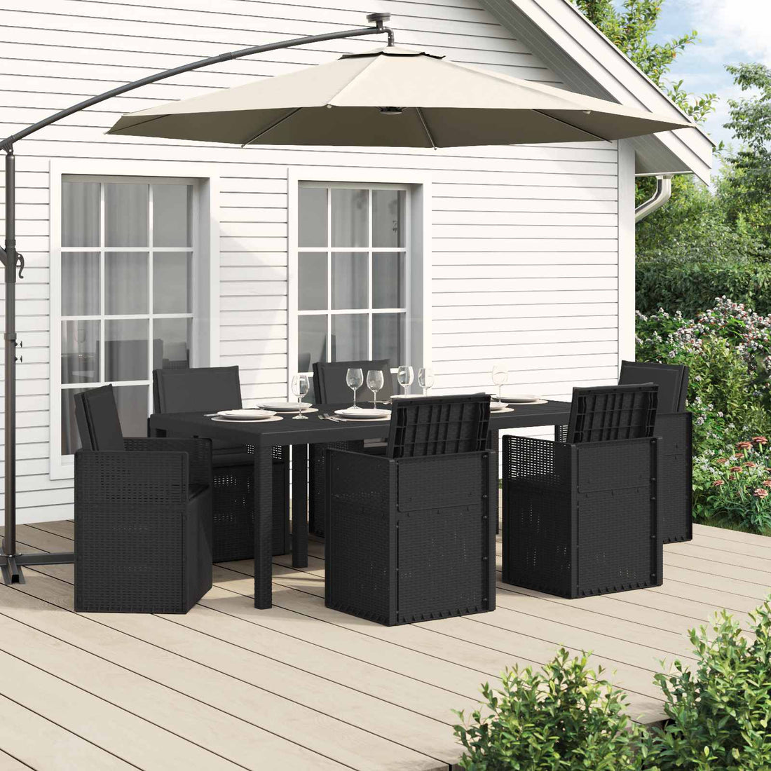 vidaXL Conjunto de Comedor de Jardín 7 uds. Gris antracita PP