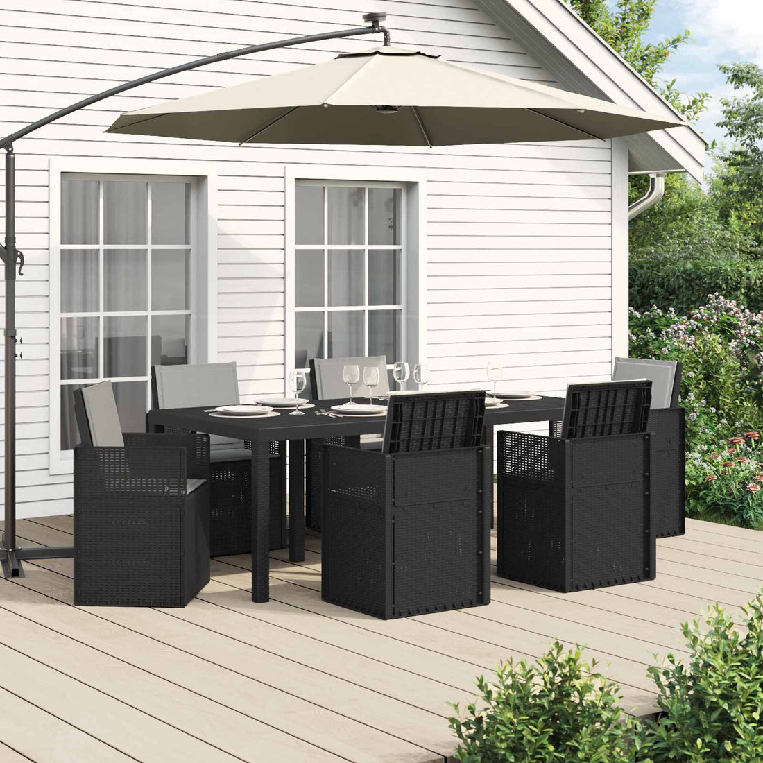 vidaXL Conjunto de Comedor de Jardín 7 uds. Antracita y Gris Claro PP