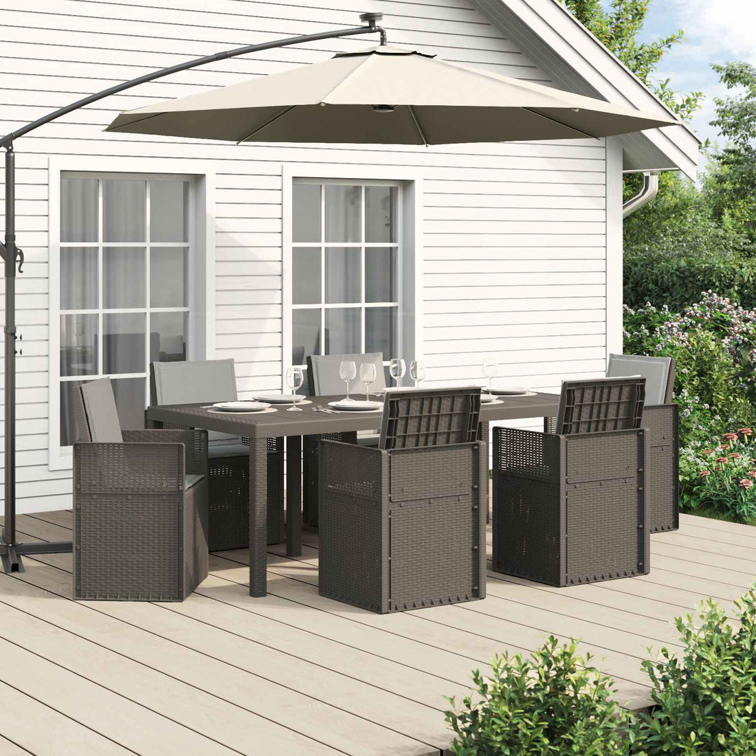 vidaXL Conjunto de Comedor de Jardín 7 uds. Gris Claro PP