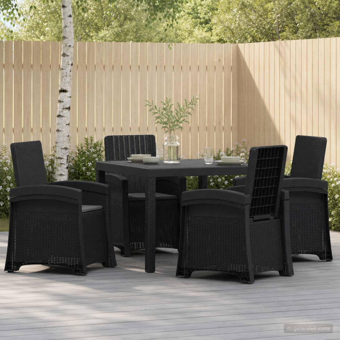 vidaXL Conjunto de Comedor de Jardín 5 uds. Gris antracita PP