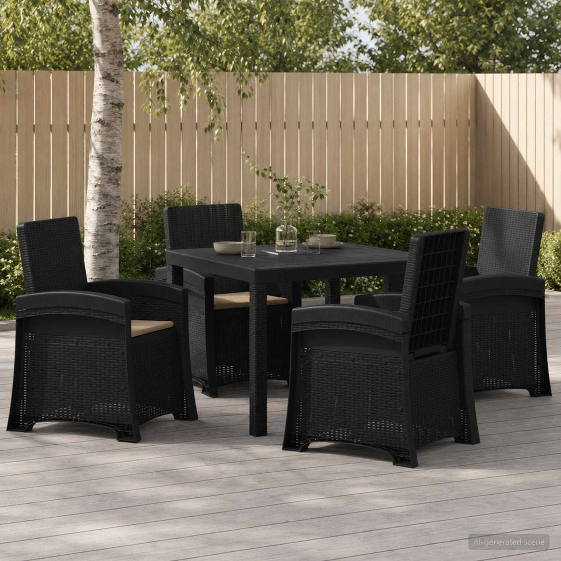 vidaXL Conjunto de Comedor de Jardín 5 uds. Gris Antracita y Topo PP