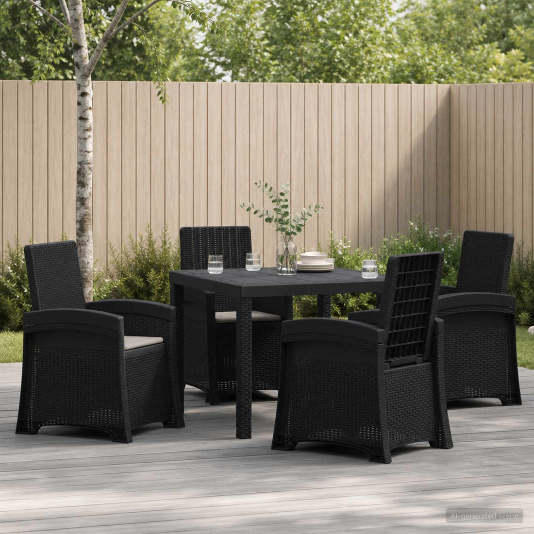 vidaXL Conjunto de Comedor de Jardín 5 uds. Antracita y Gris Claro PP