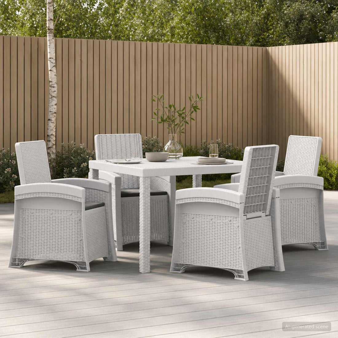 vidaXL Conjunto de Comedor de Jardín 5 uds. Blanco y Antracita PP