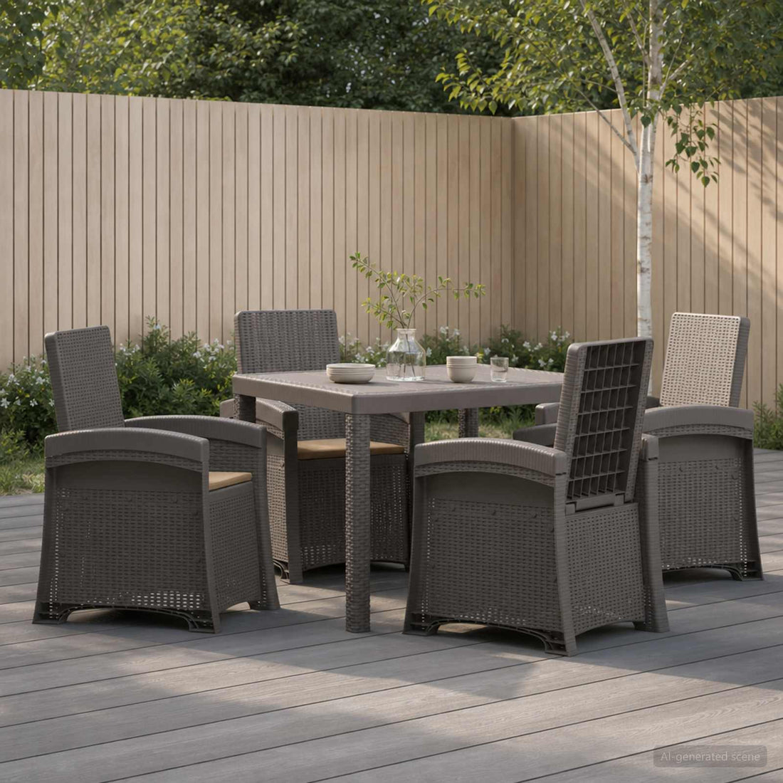 vidaXL Conjunto de Comedor de Jardín 5 uds. Gris Claro y Taupe PP