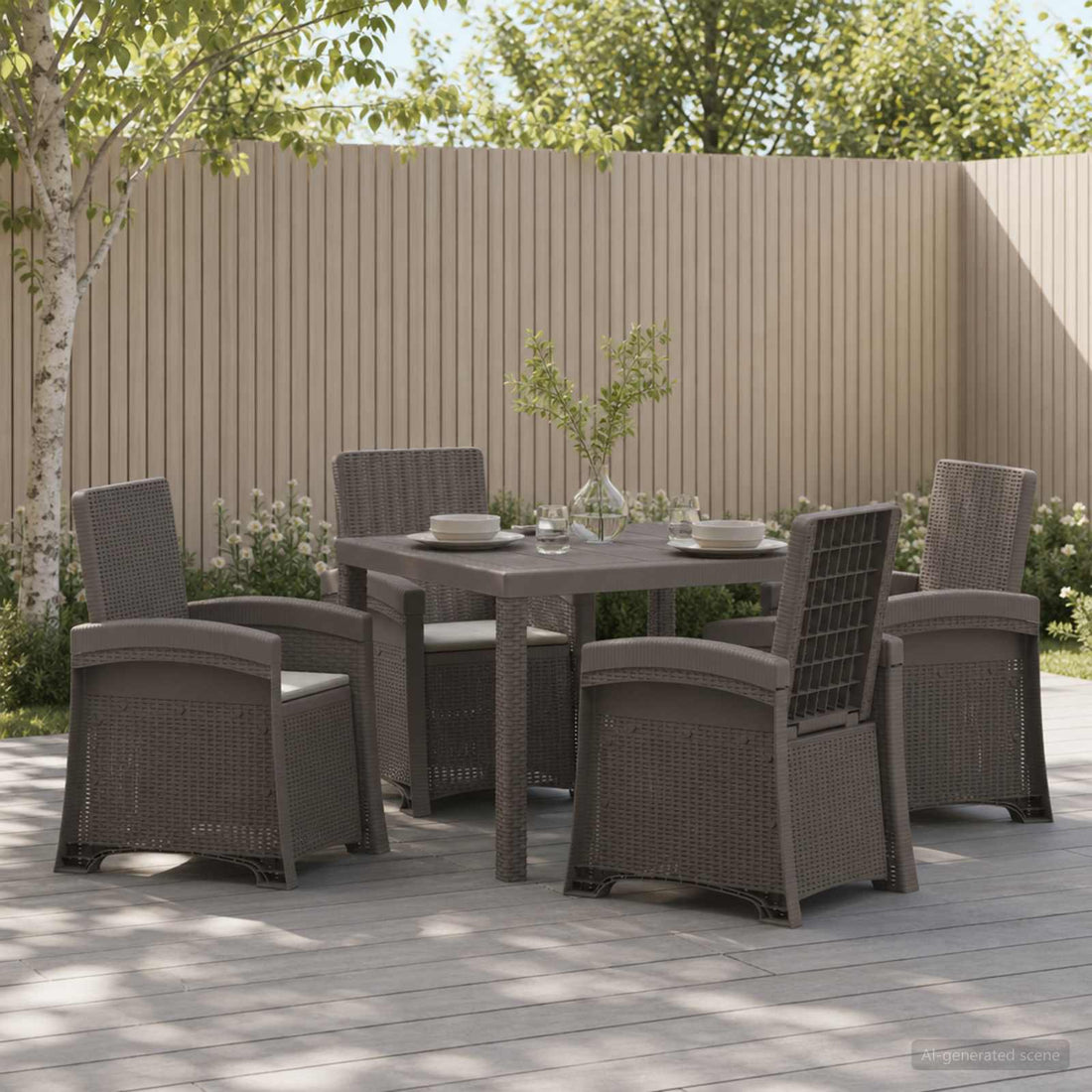 vidaXL Conjunto de Comedor de Jardín 5 uds. Gris Claro PP