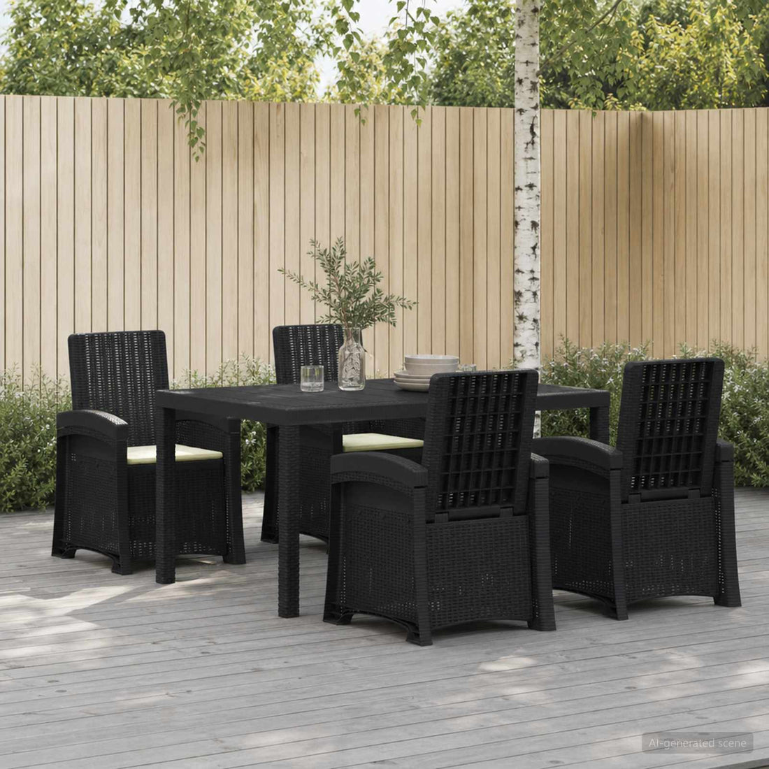 vidaXL Conjunto de Comedor de Jardín 5 uds. Antracita y Crema PP