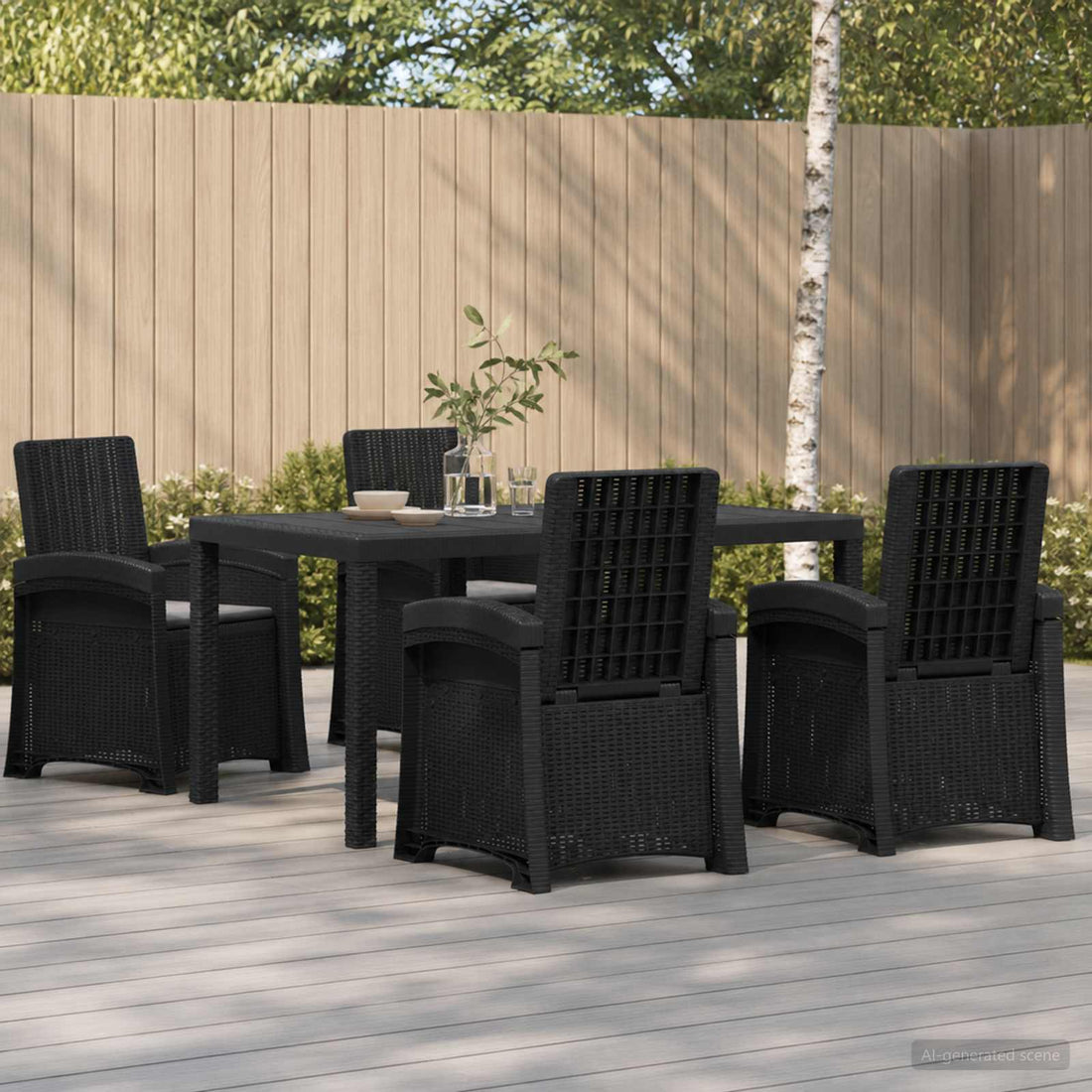 vidaXL Conjunto de Comedor de Jardín 5 uds. Gris antracita PP