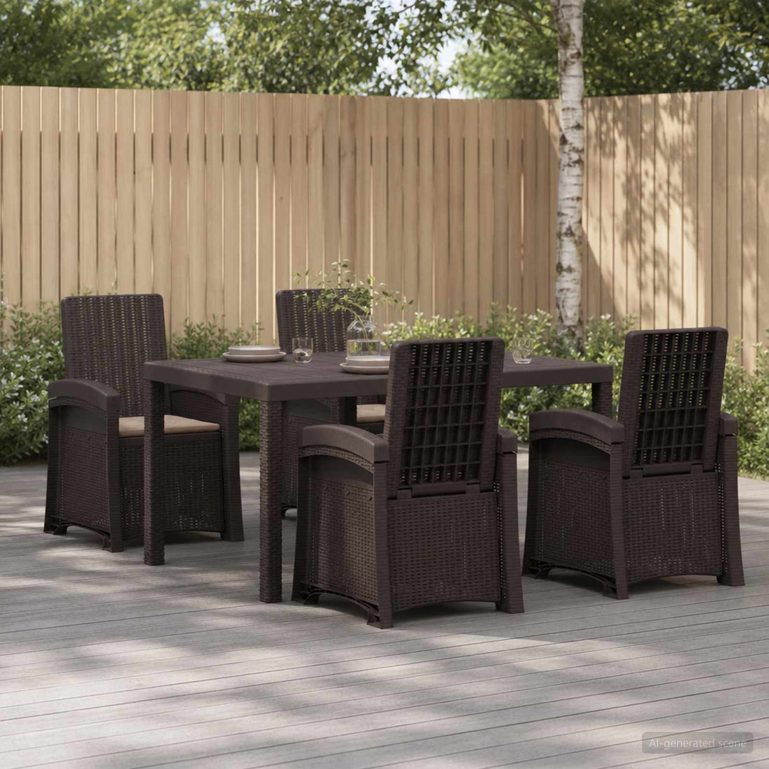 vidaXL Conjunto de Comedor de Jardín 5 uds. Marrón y Topo PP
