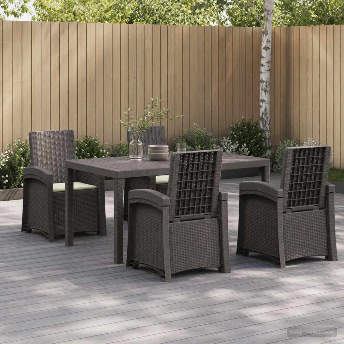 vidaXL Conjunto de Comedor de Jardín 5 uds. Gris Claro y Crema PP