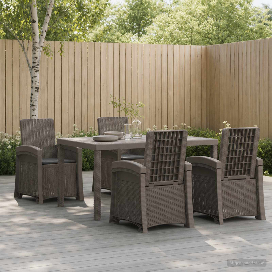 vidaXL Conjunto de Comedor de Jardín 5 uds. Gris Claro y Antracita PP
