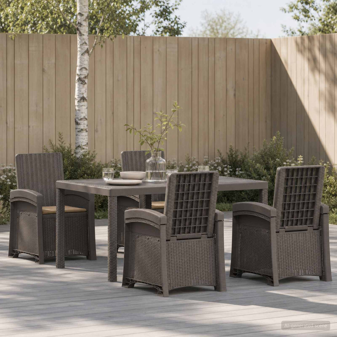 vidaXL Conjunto de Comedor de Jardín 5 uds. Gris Claro y Taupe PP