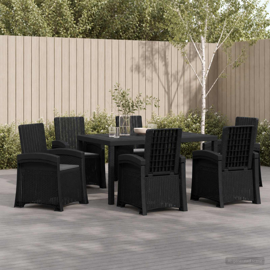 vidaXL Conjunto de Comedor de Jardín 7 uds. Gris antracita PP