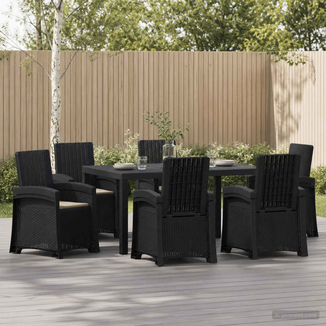 vidaXL Conjunto de Comedor de Jardín 7 uds. Gris Antracita y Topo PP