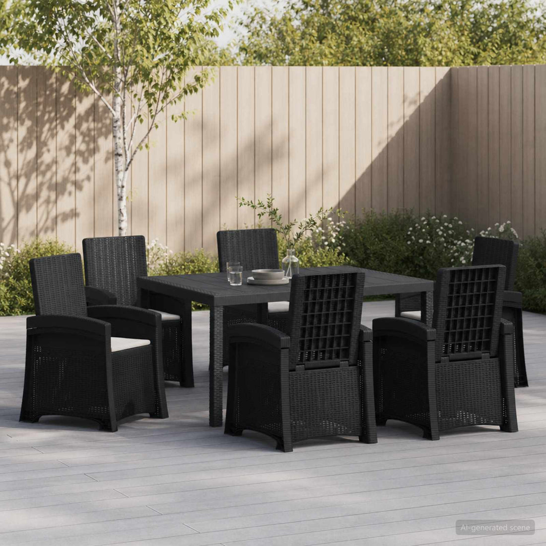 vidaXL Conjunto de Comedor de Jardín 7 uds. Antracita y Gris Claro PP