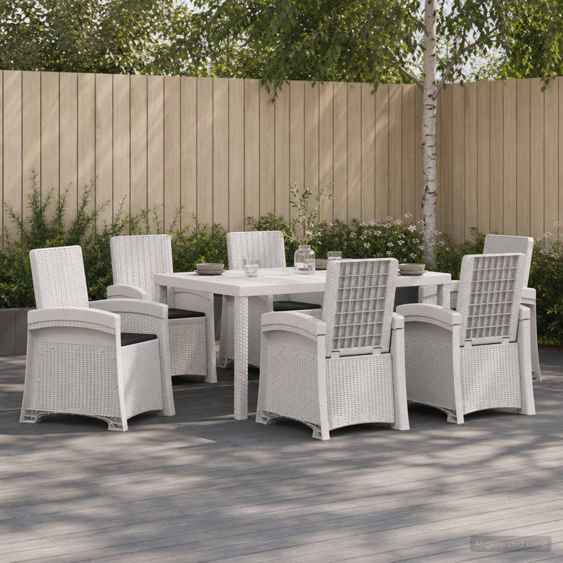 vidaXL Conjunto de Comedor de Jardín 7 uds. Blanco y Antracita PP