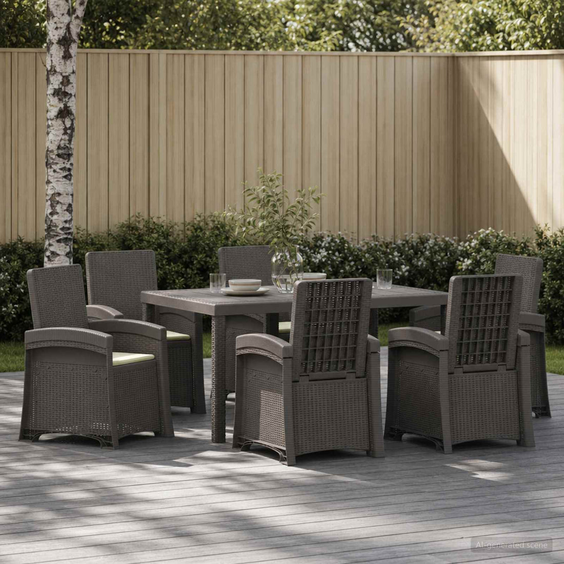 vidaXL Conjunto de Comedor de Jardín 7 uds. Gris Claro y Crema PP