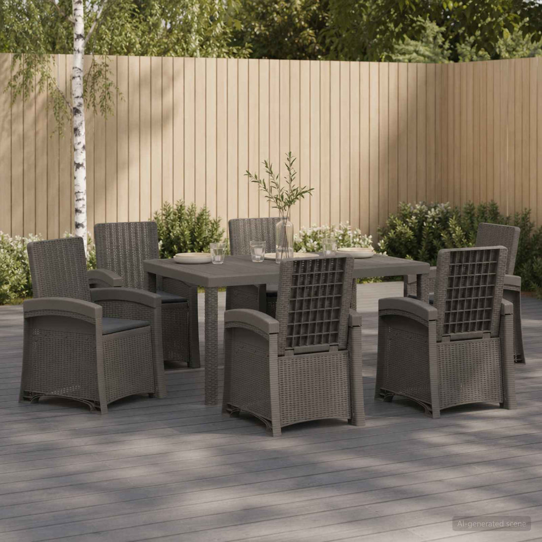 vidaXL Conjunto de Comedor de Jardín 7 uds. Gris Claro y Antracita PP