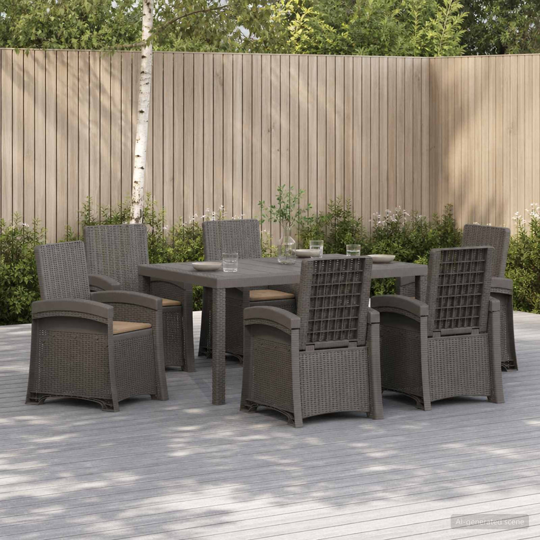 vidaXL Conjunto de Comedor de Jardín 7 uds. Gris Claro y Taupe PP