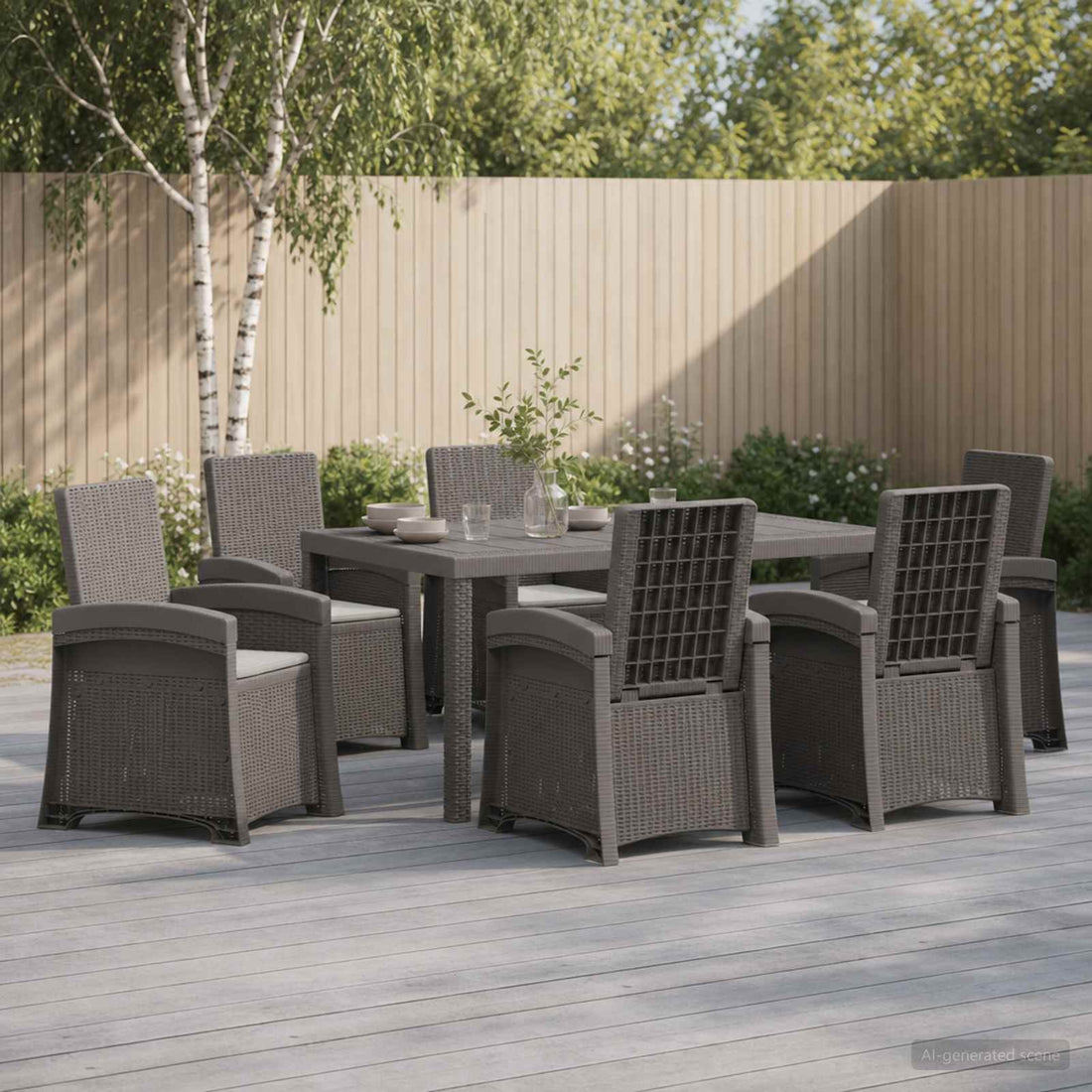 vidaXL Conjunto de Comedor de Jardín 7 uds. Gris Claro PP