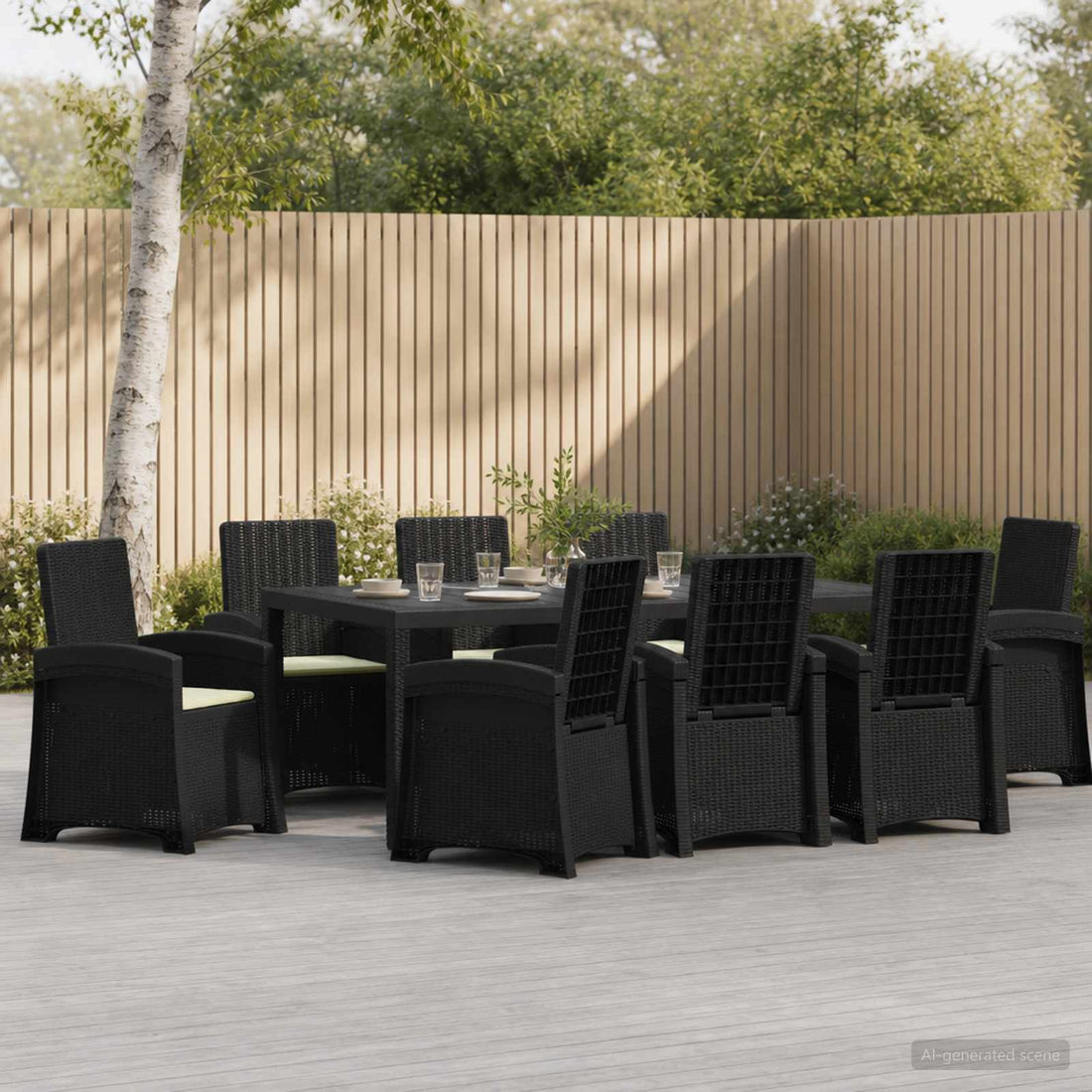 vidaXL Conjunto de Comedor de Jardín 9 uds. Antracita y Crema PP
