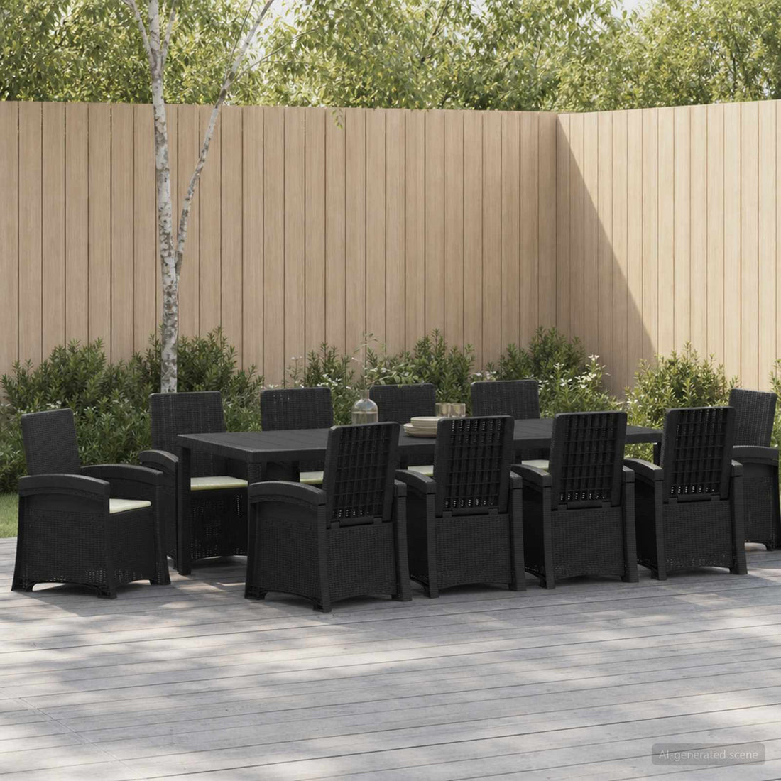 vidaXL Conjunto de Comedor de Jardín 11 uds. Antracita y Crema PP
