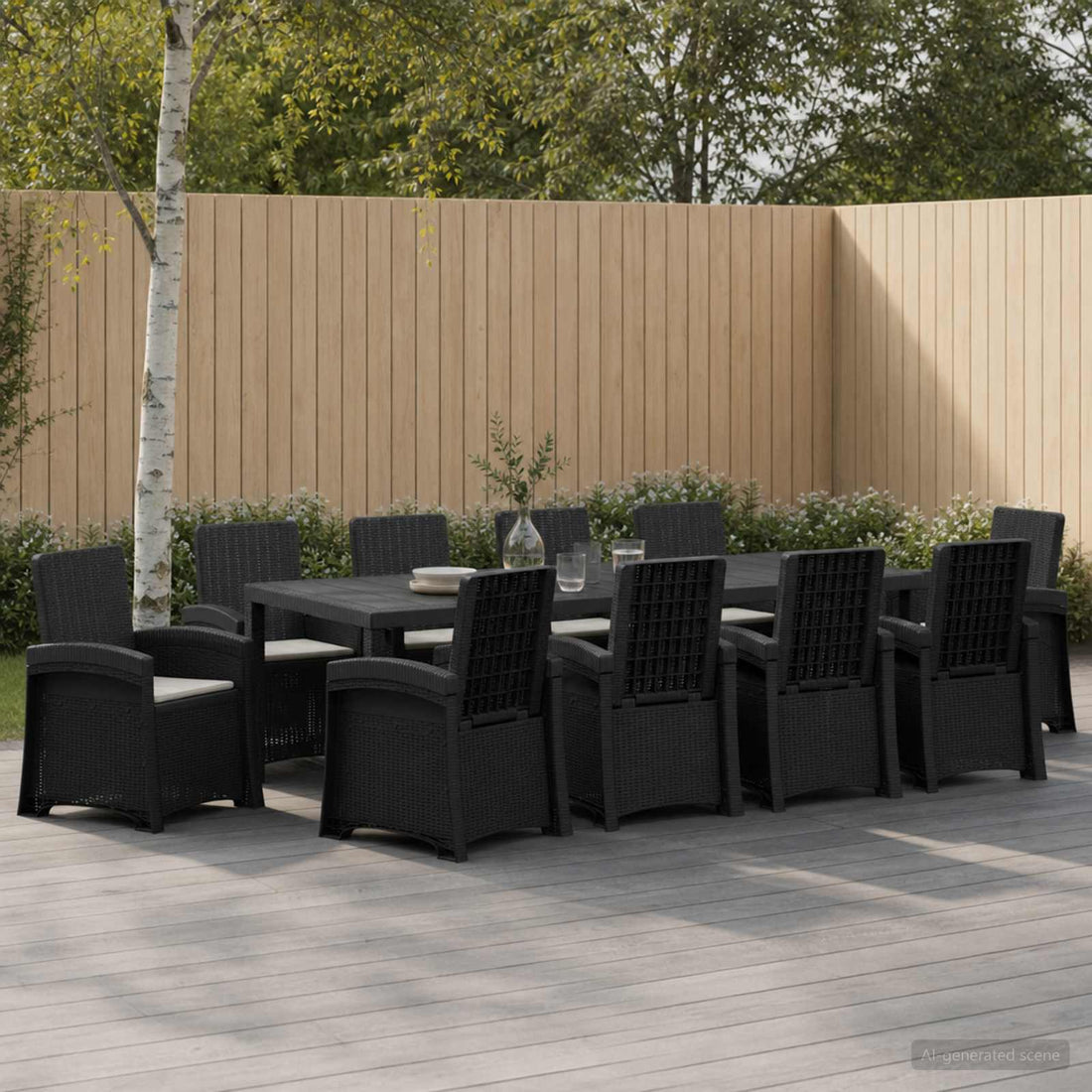 vidaXL Conjunto de Comedor de Jardín 11 uds. Antracita y Gris Claro PP
