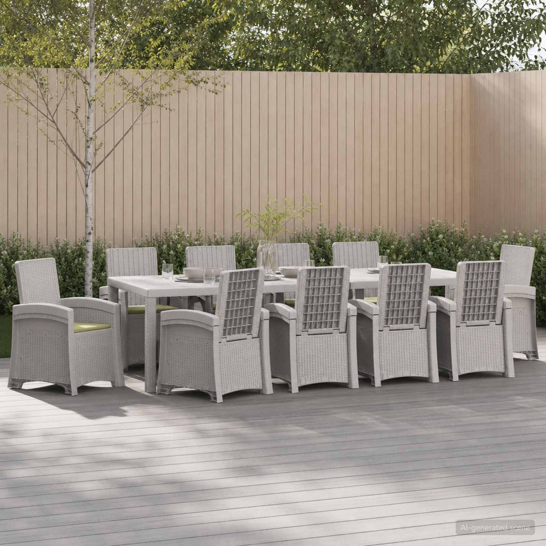 vidaXL Conjunto de Comedor de Jardín 11 uds. Blanco y Crema PP