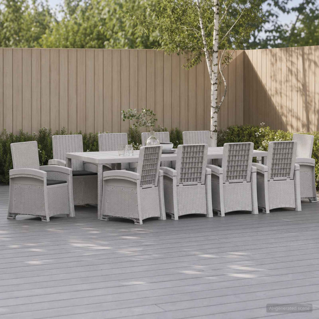 vidaXL Conjunto de Comedor de Jardín 11 uds. Blanco y Antracita PP