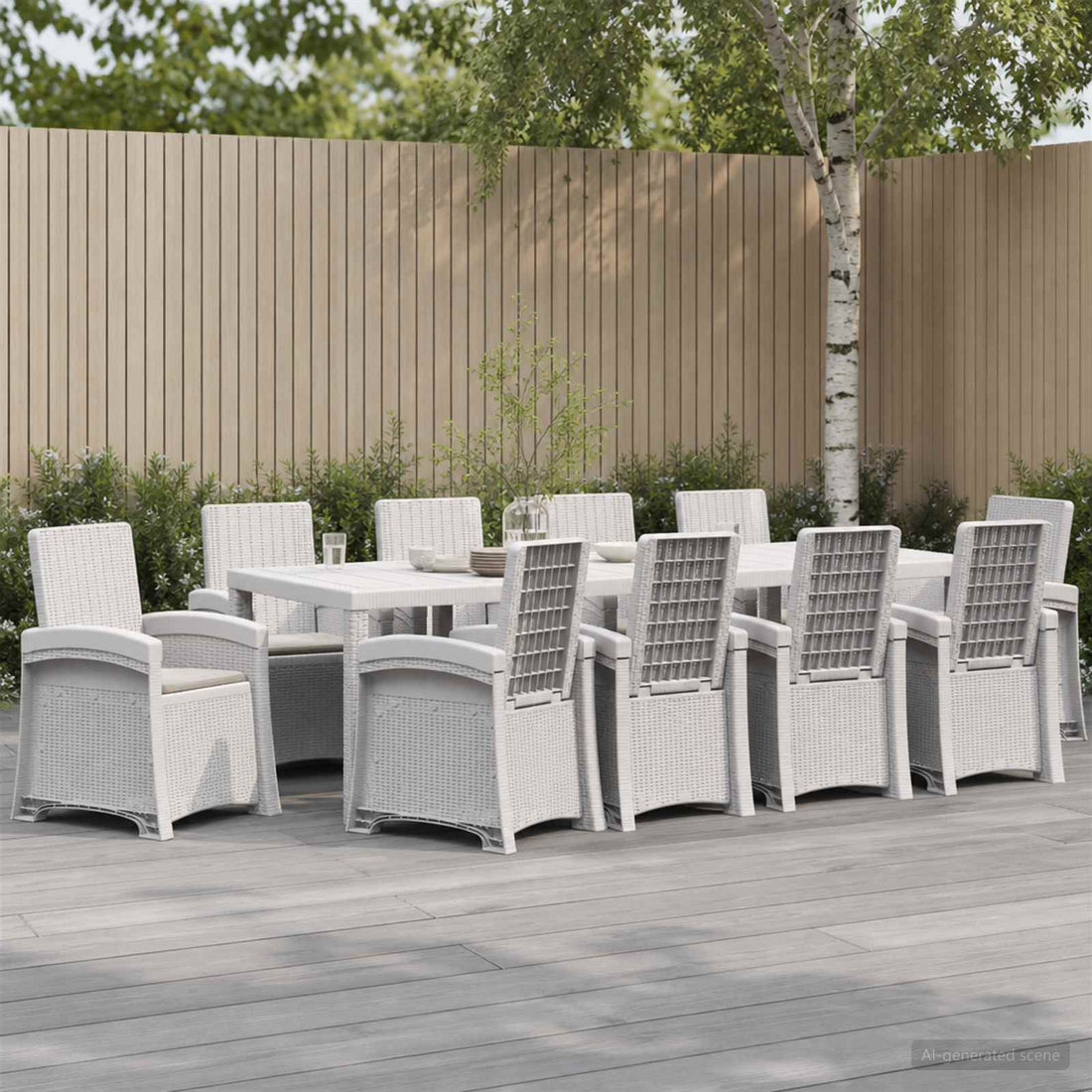 vidaXL Conjunto de Comedor de Jardín 11 uds. Blanco y Gris Claro PP