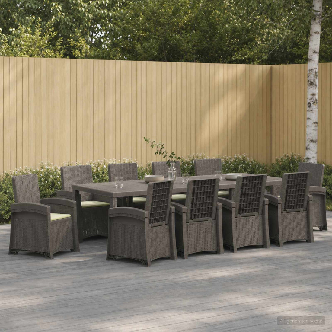 vidaXL Conjunto de Comedor de Jardín 11 uds. Gris Claro y Crema PP