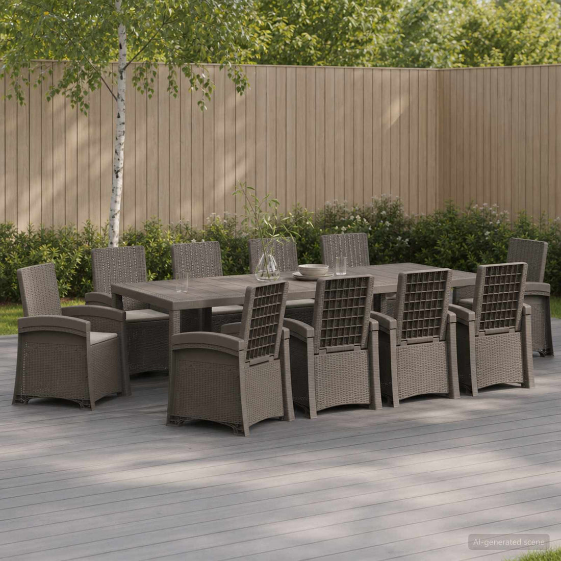 vidaXL Conjunto de Comedor de Jardín 11 uds. Gris Claro PP