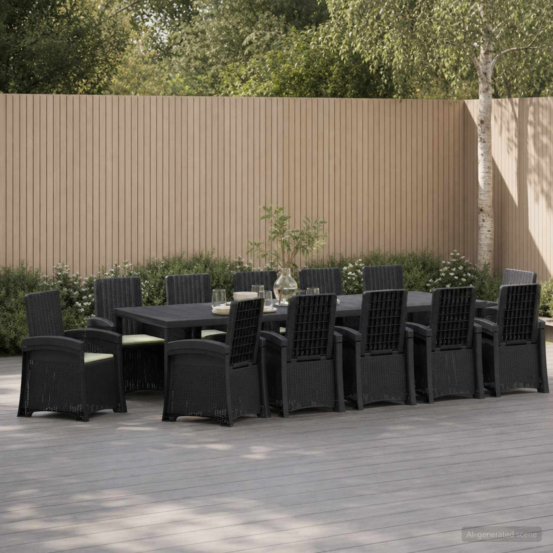 vidaXL Conjunto de Comedor de Jardín 14 uds. Antracita y Crema PP
