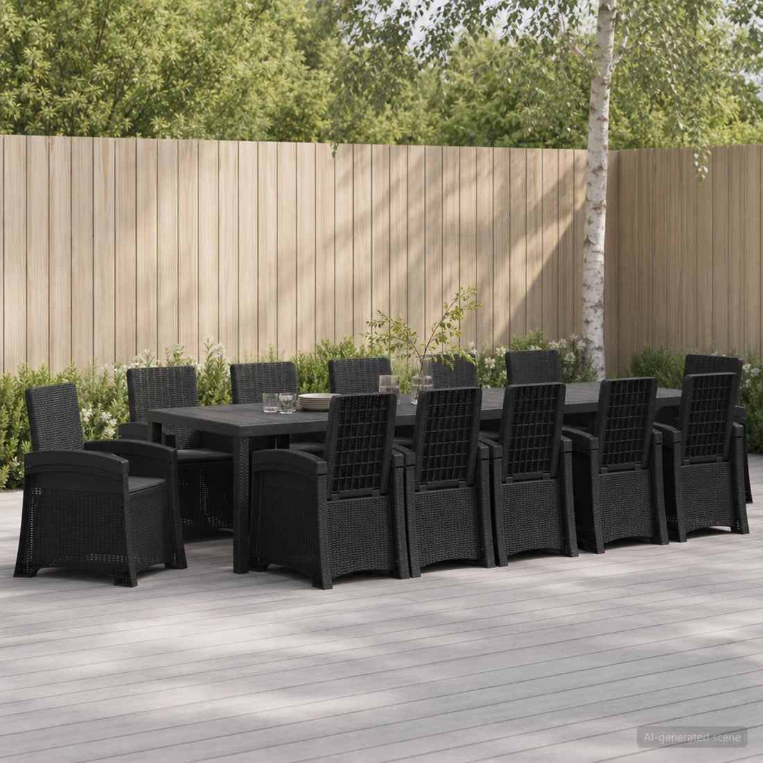 vidaXL Conjunto de Comedor de Jardín 14 uds. Gris antracita PP