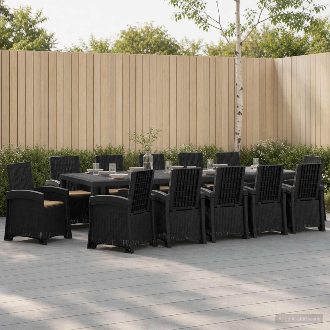 vidaXL Conjunto de Comedor de Jardín 14 uds. Gris Antracita y Topo PP
