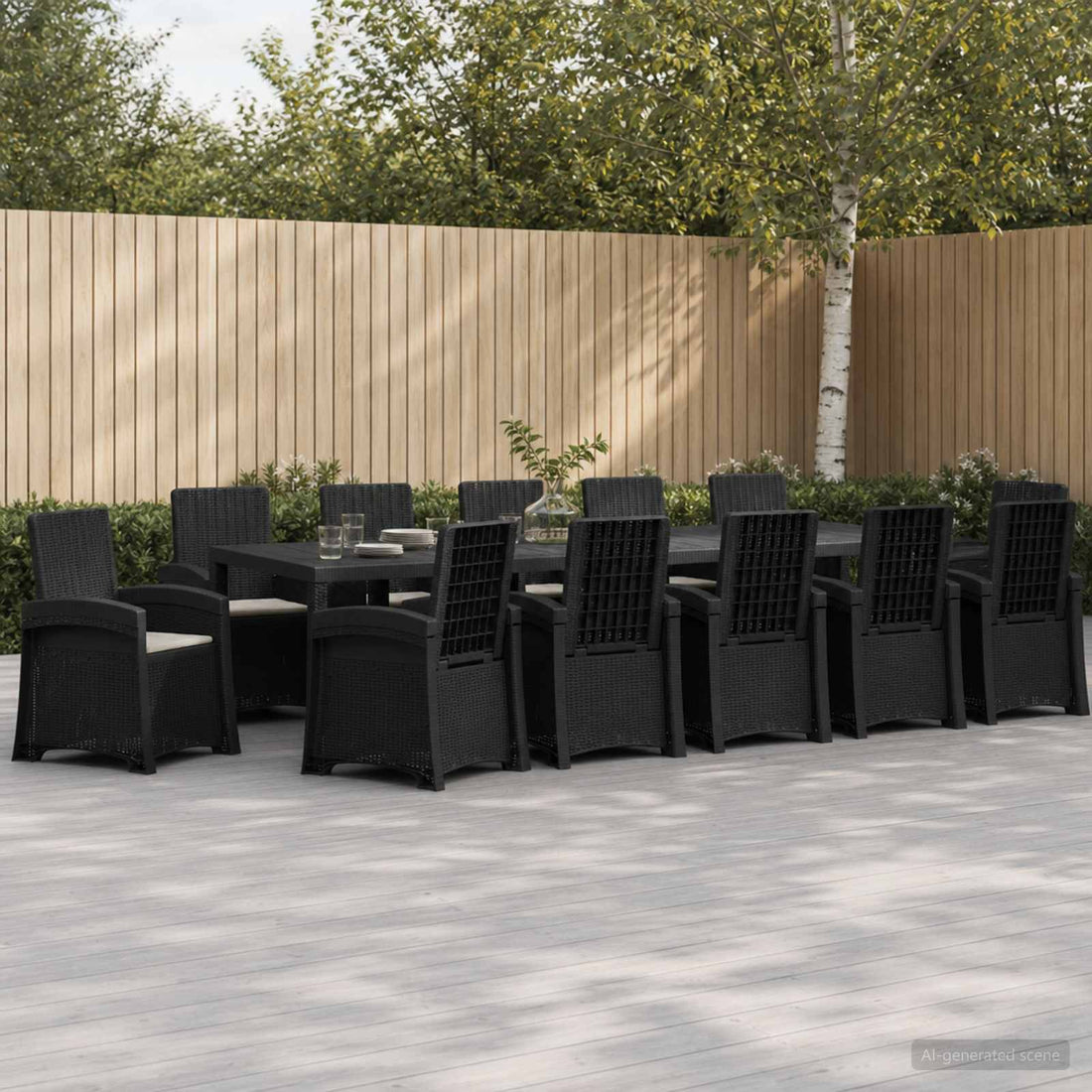 vidaXL Conjunto de Comedor de Jardín 14 uds. Antracita y Gris Claro PP