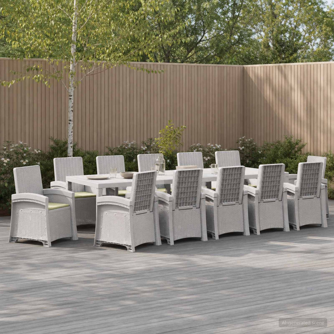 vidaXL Conjunto de Comedor de Jardín 14 uds. Blanco y Crema PP