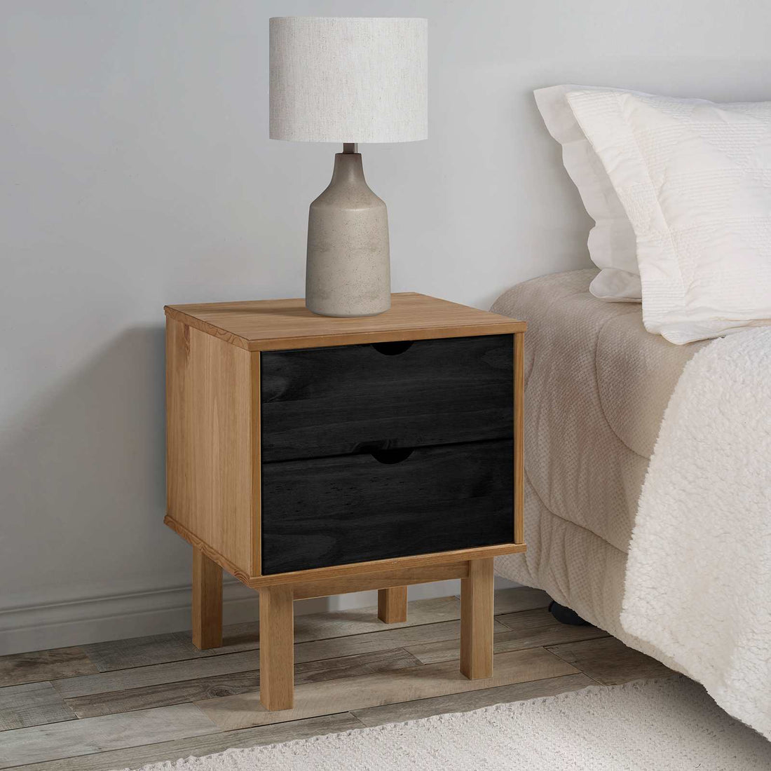vidaXL Mesita de Noche OTTA Negro 45 x 39 x 57 cm