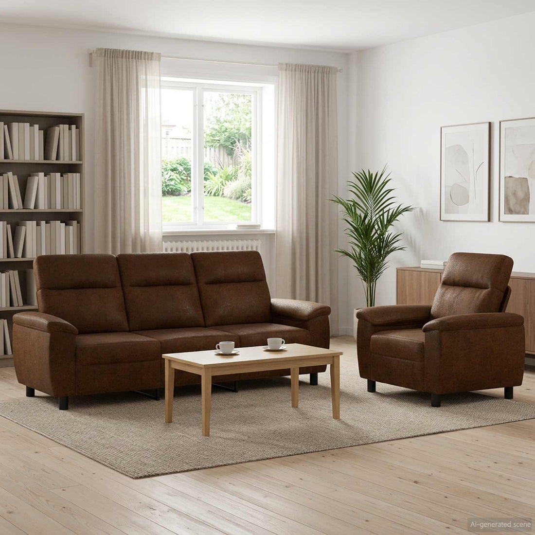 vidaXL Juego de Sofá 2 uds. Marrón Cuero de Suede Sintético