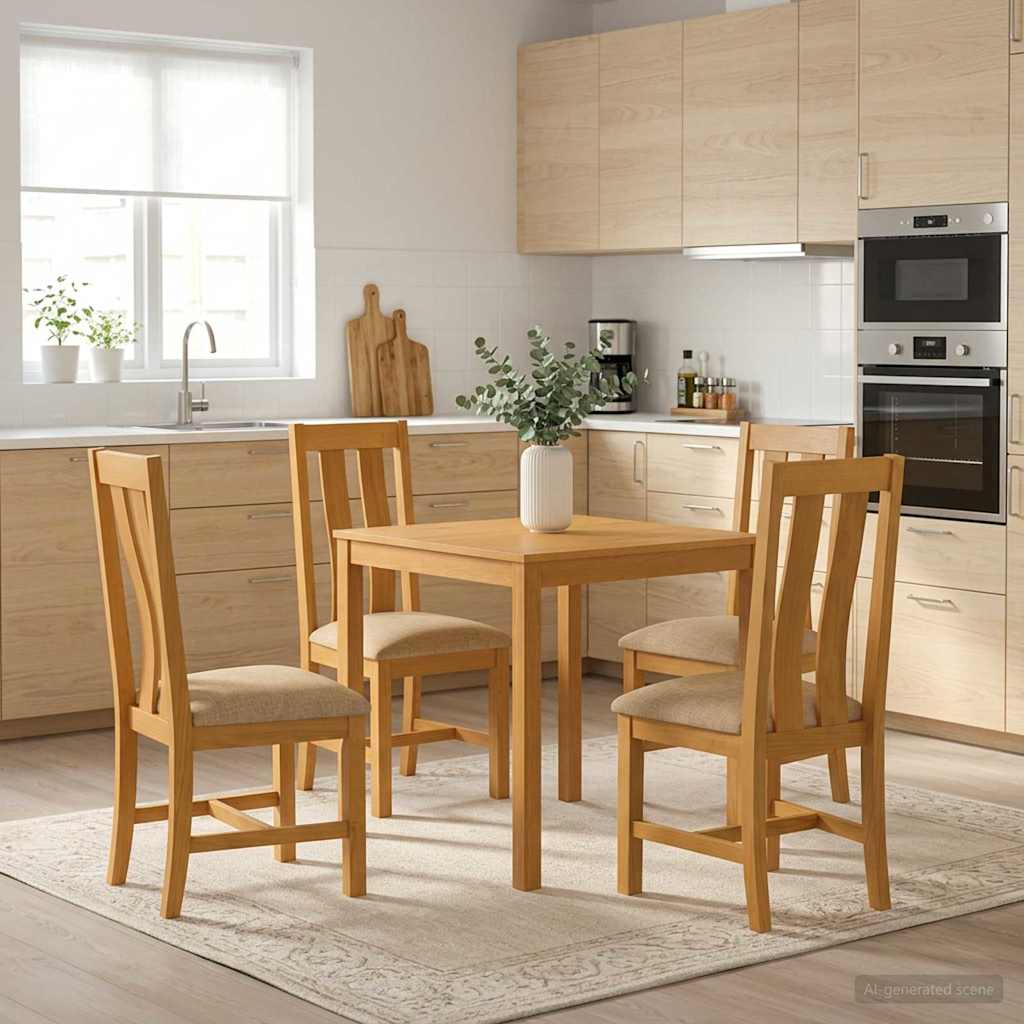 vidaXL Conjunto de comedor 5 uds. Beige Madera de Roble Sólido