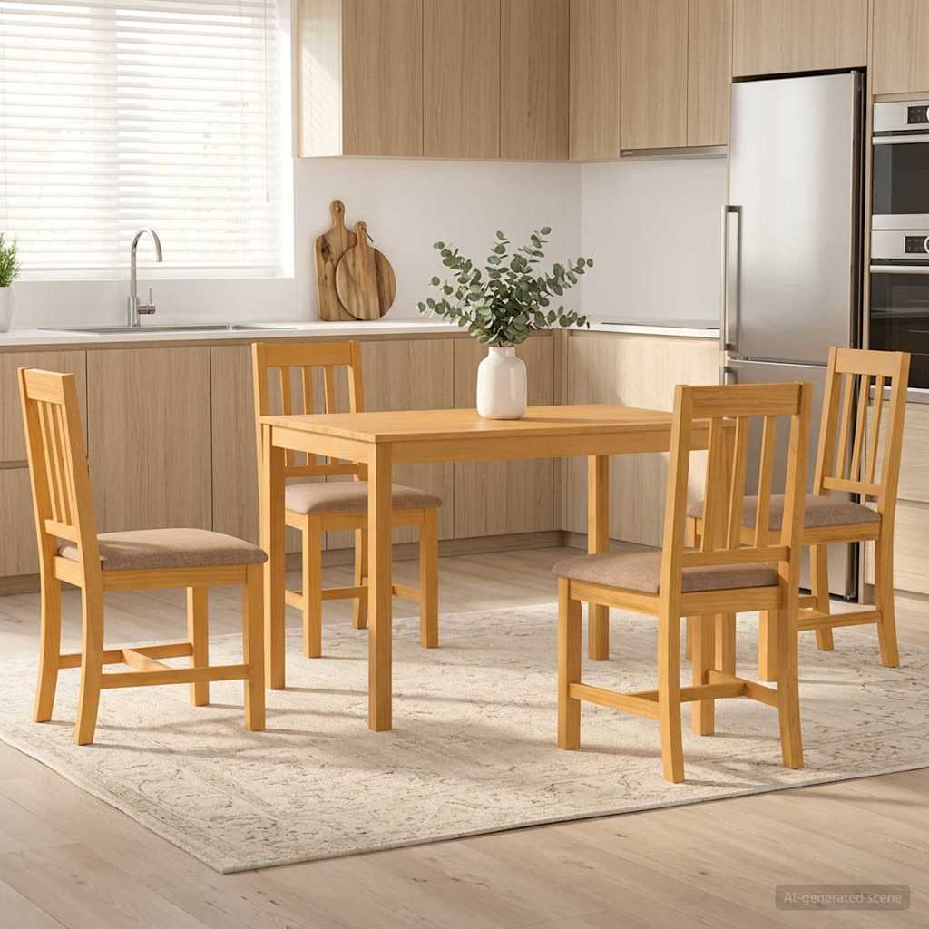 vidaXL Conjunto de comedor 5 uds. Gris Madera de Roble Sólido