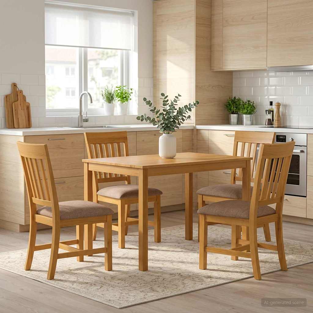 vidaXL Conjunto de comedor 5 uds. Gris Madera de Roble Sólido