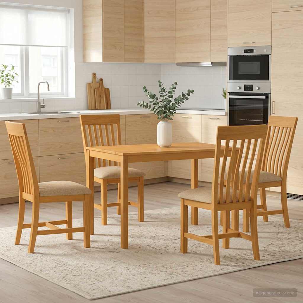 vidaXL Conjunto de comedor 5 uds. Beige Madera de Roble Sólido