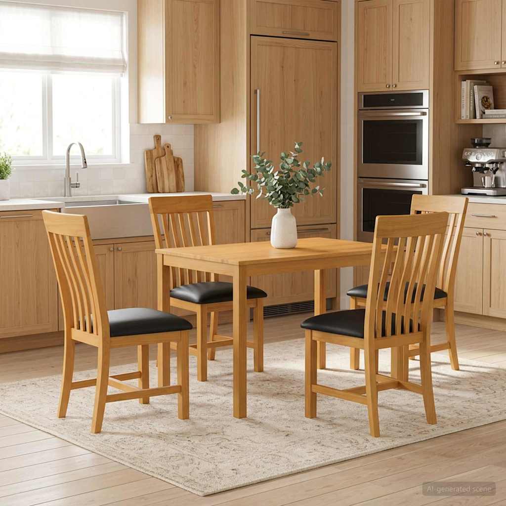 vidaXL Conjunto de comedor 5 uds. Negro Madera de Roble Sólido
