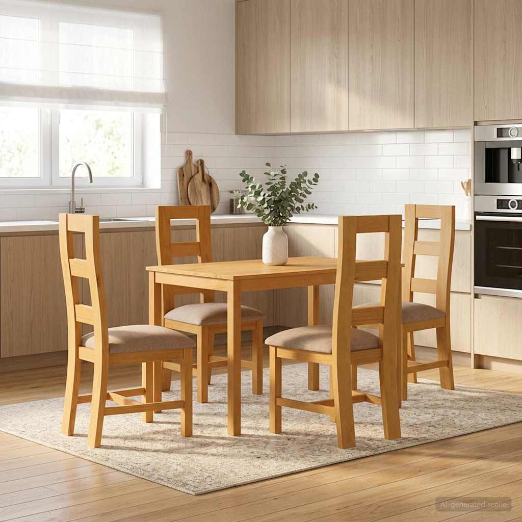 vidaXL Conjunto de comedor 5 uds. Gris Madera de Roble Sólido