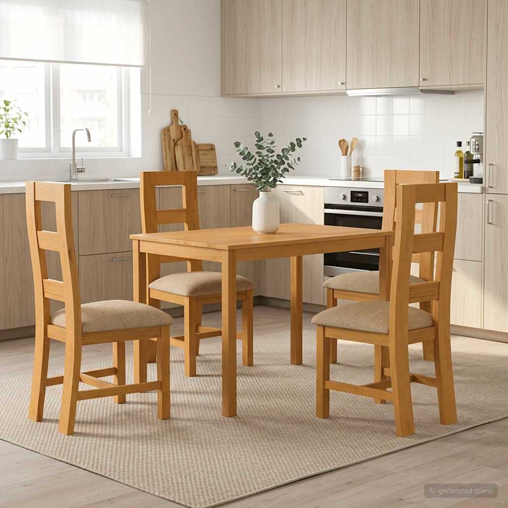 vidaXL Conjunto de comedor 5 uds. Beige Madera de Roble Sólido